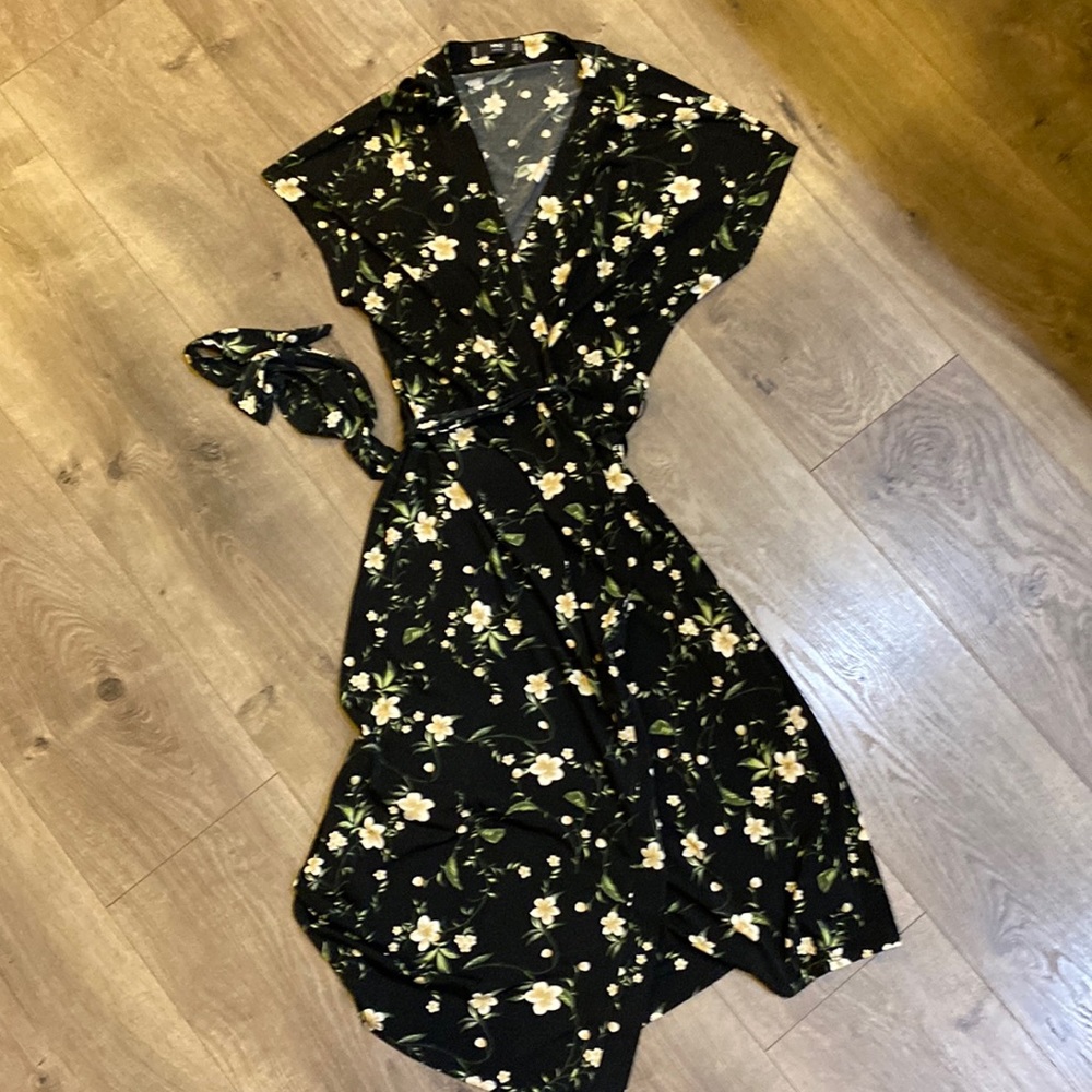 MNG floral wrap dress